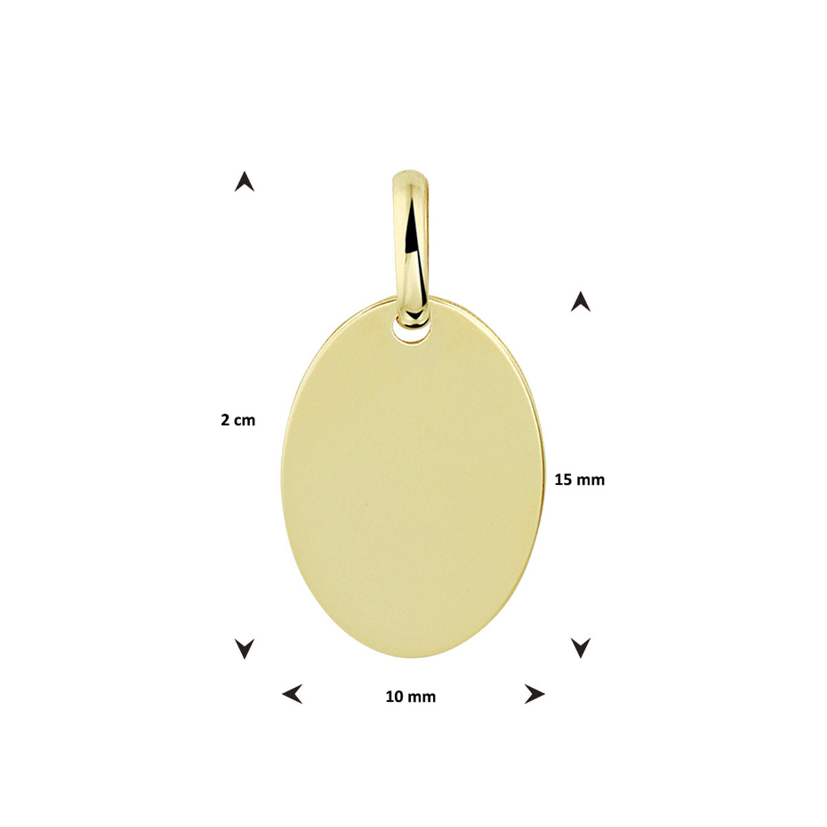 14-karaat ovale graveerhanger - 15 x 10 mm
