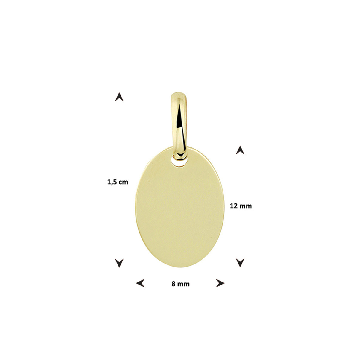 14-karaat ovale graveerhanger - 15 x 8 mm