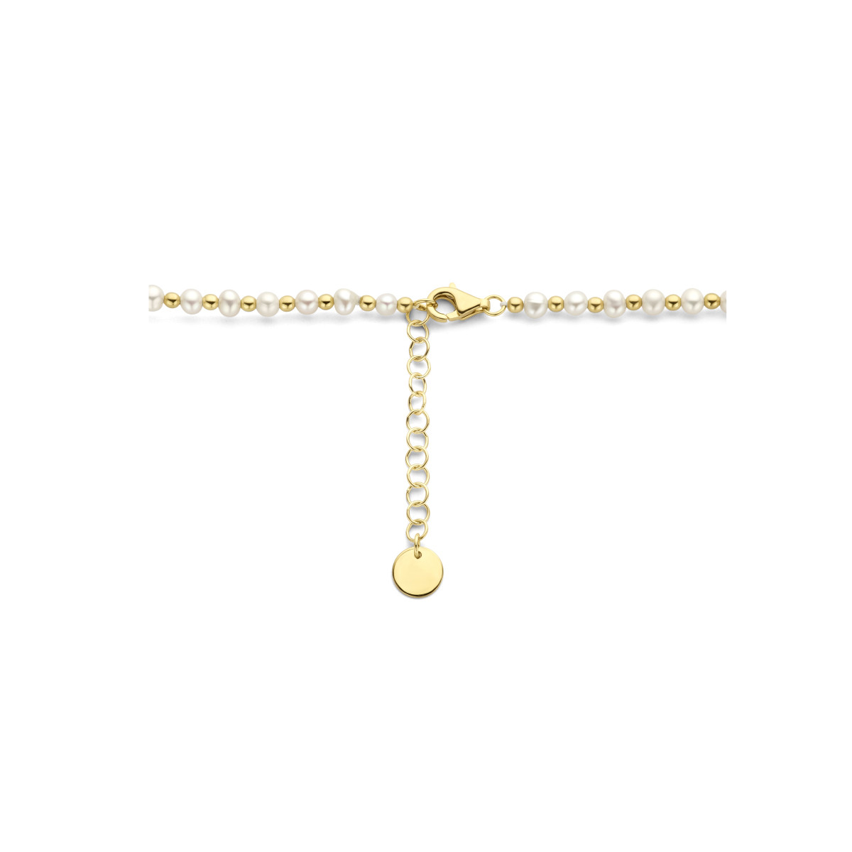 14-karaat parelketting met gouden bolletjes 3.3 mm breed - Lengte 41 + 4 cm