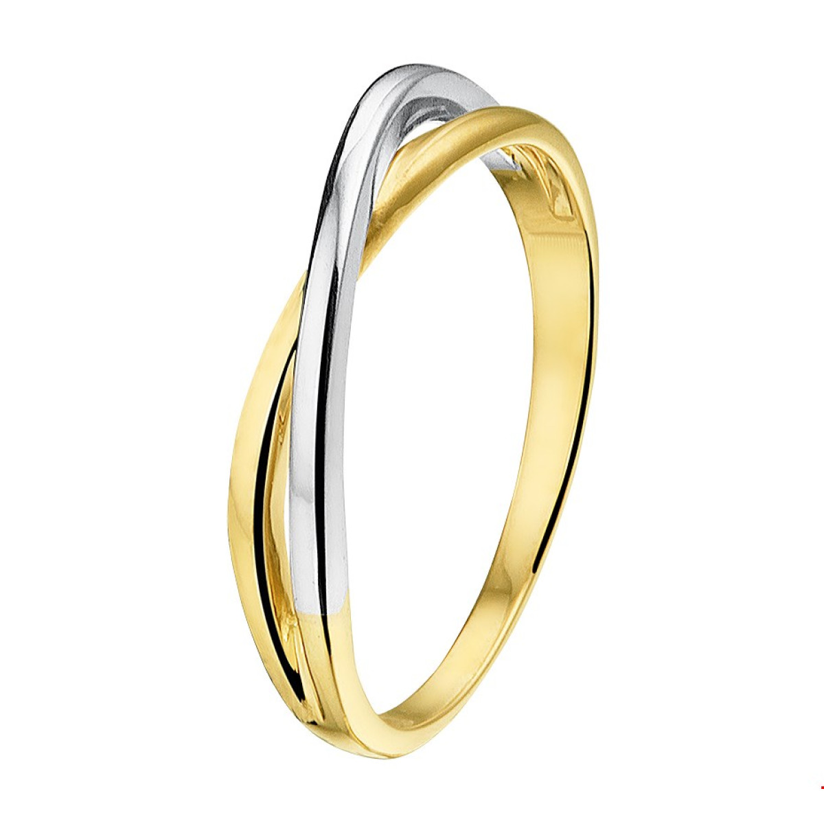 14-Karaat ring bicolor small crossover 4 mm