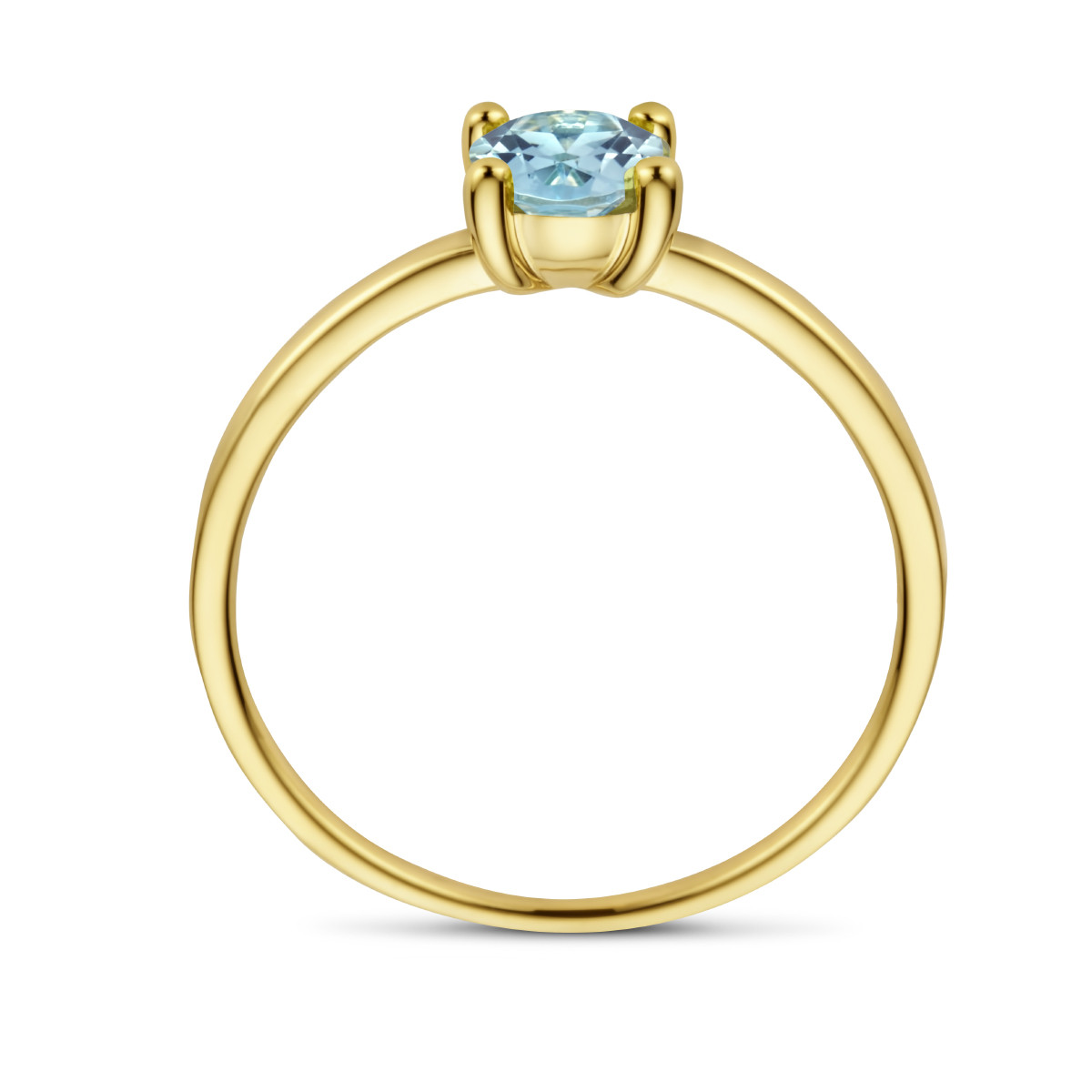 14-karaat solitair ring met blauw topaas 0.55 crt