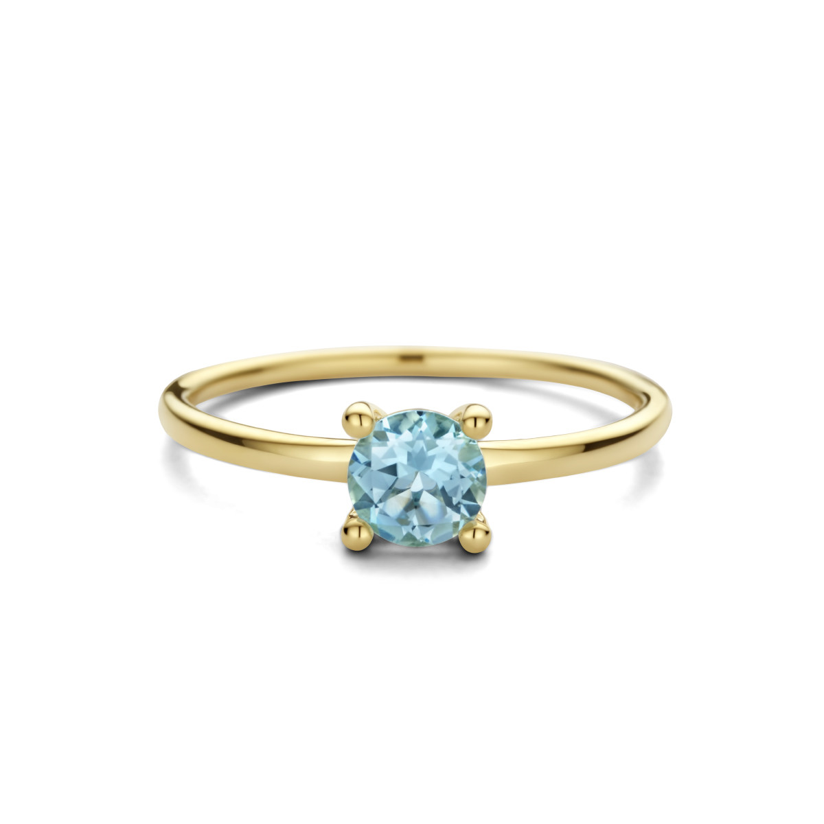14-karaat solitair ring met blauw topaas 0.55 crt