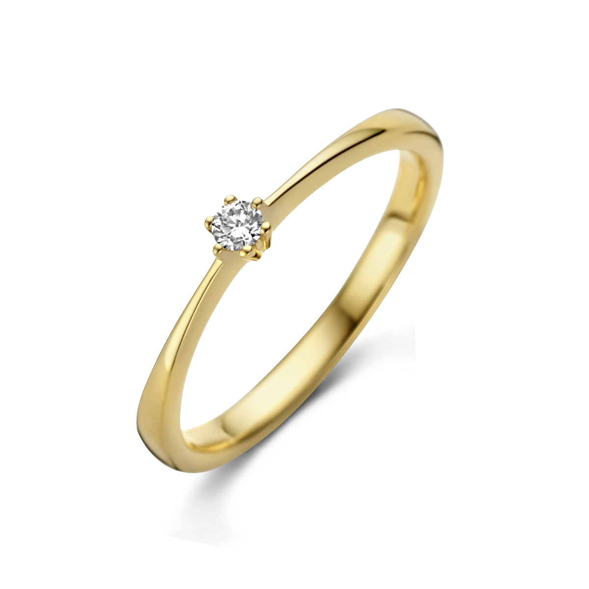14-karaat solitair ring met diamant 0.05 crt