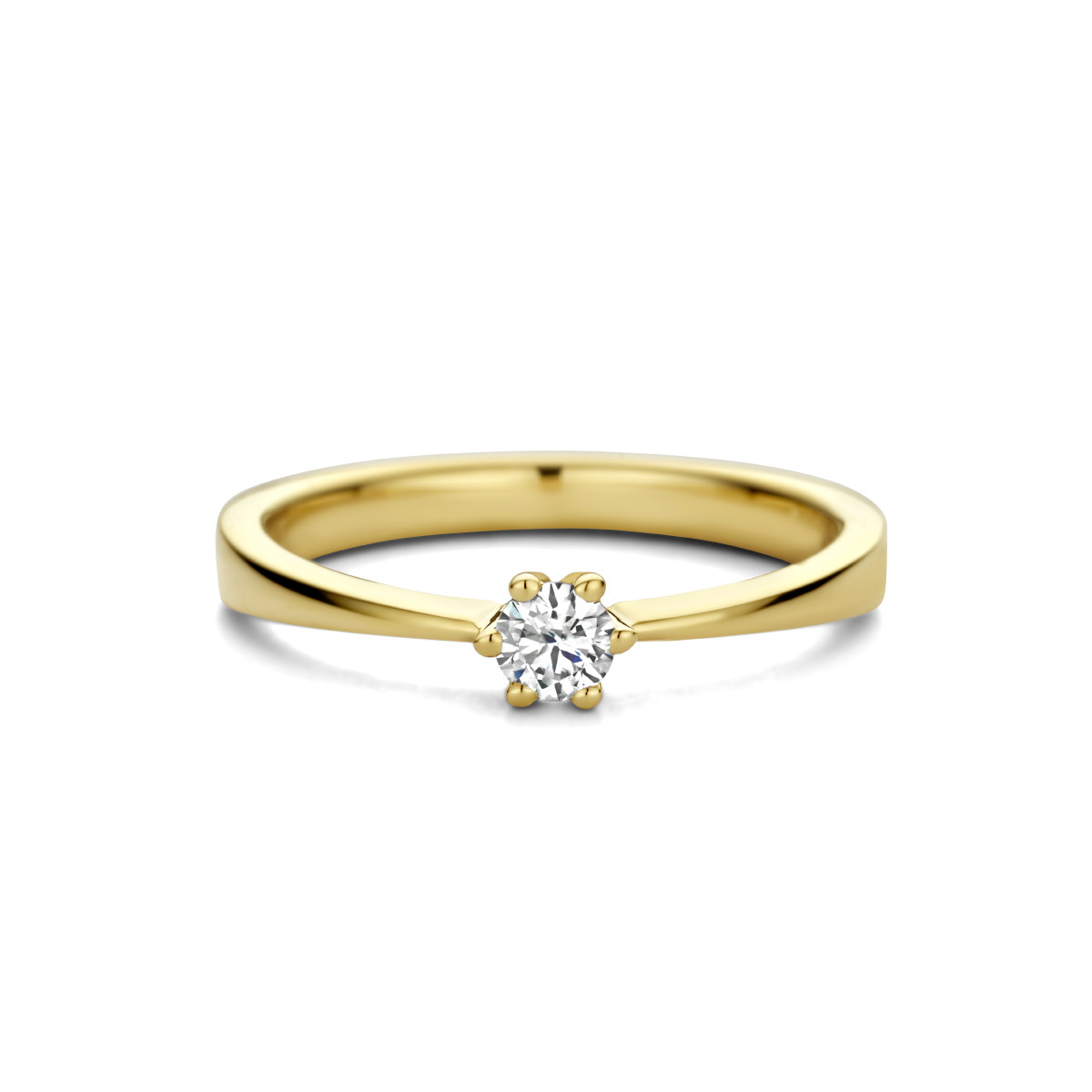 14-karaat solitair ring met diamant 0.15 crt
