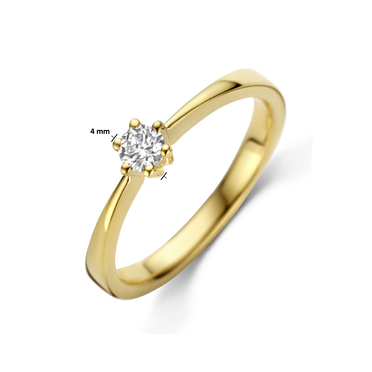 14-karaat solitair ring met diamant 0.15 crt