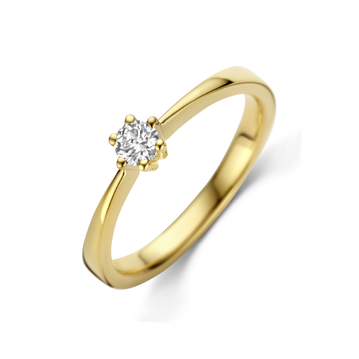 14-karaat solitair ring met diamant 0.15 crt