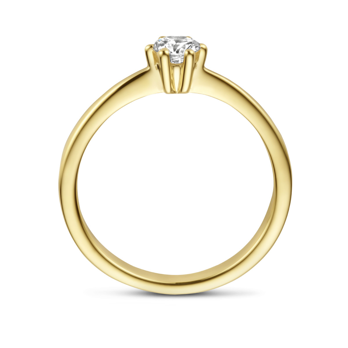 14-karaat solitair ring met diamant 0.25 crt