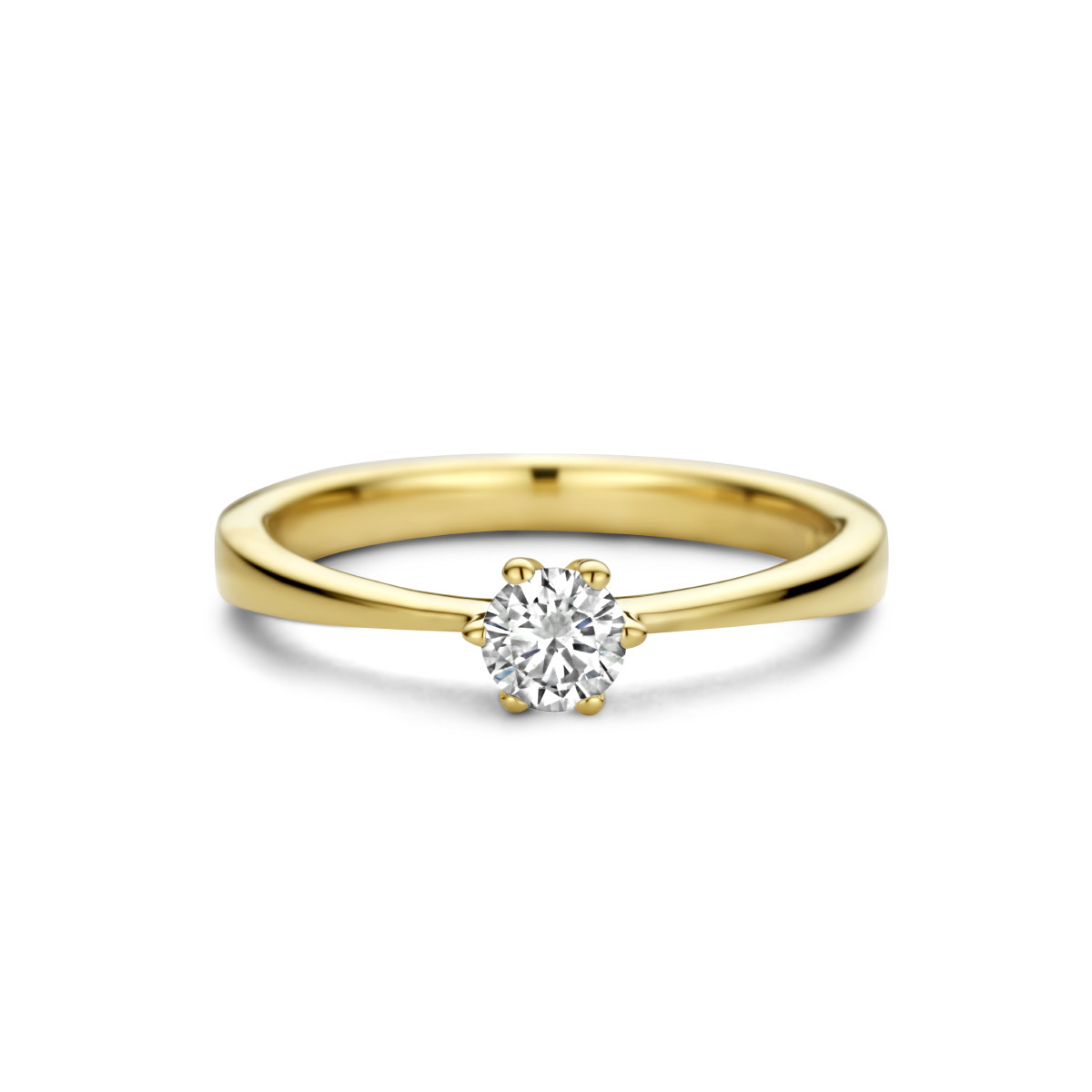 14-karaat solitair ring met diamant 0.25 crt