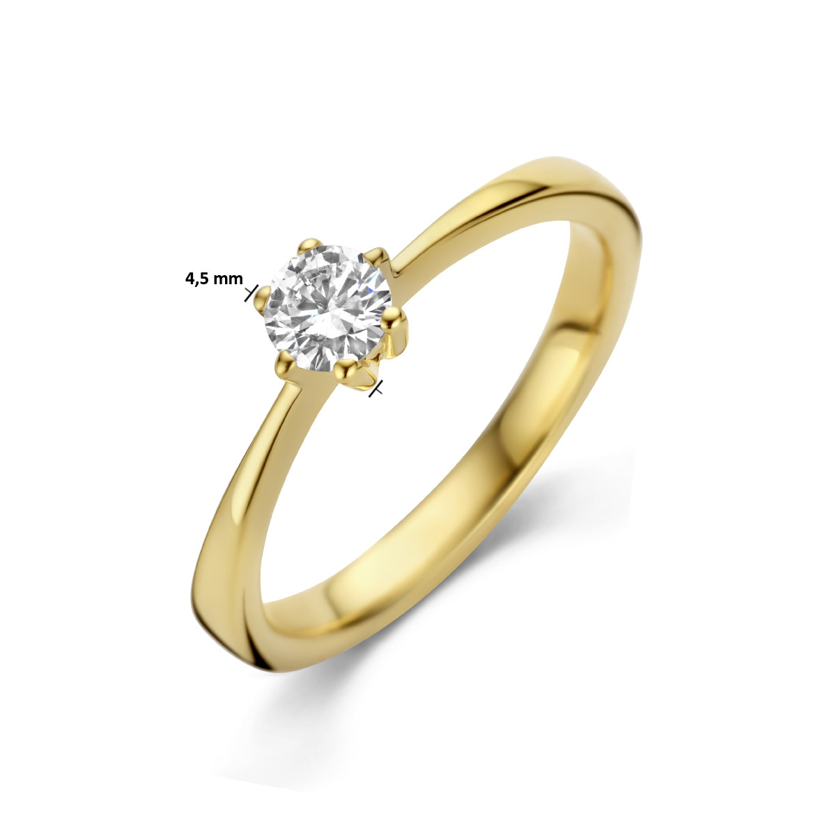 14-karaat solitair ring met diamant 0.25 crt