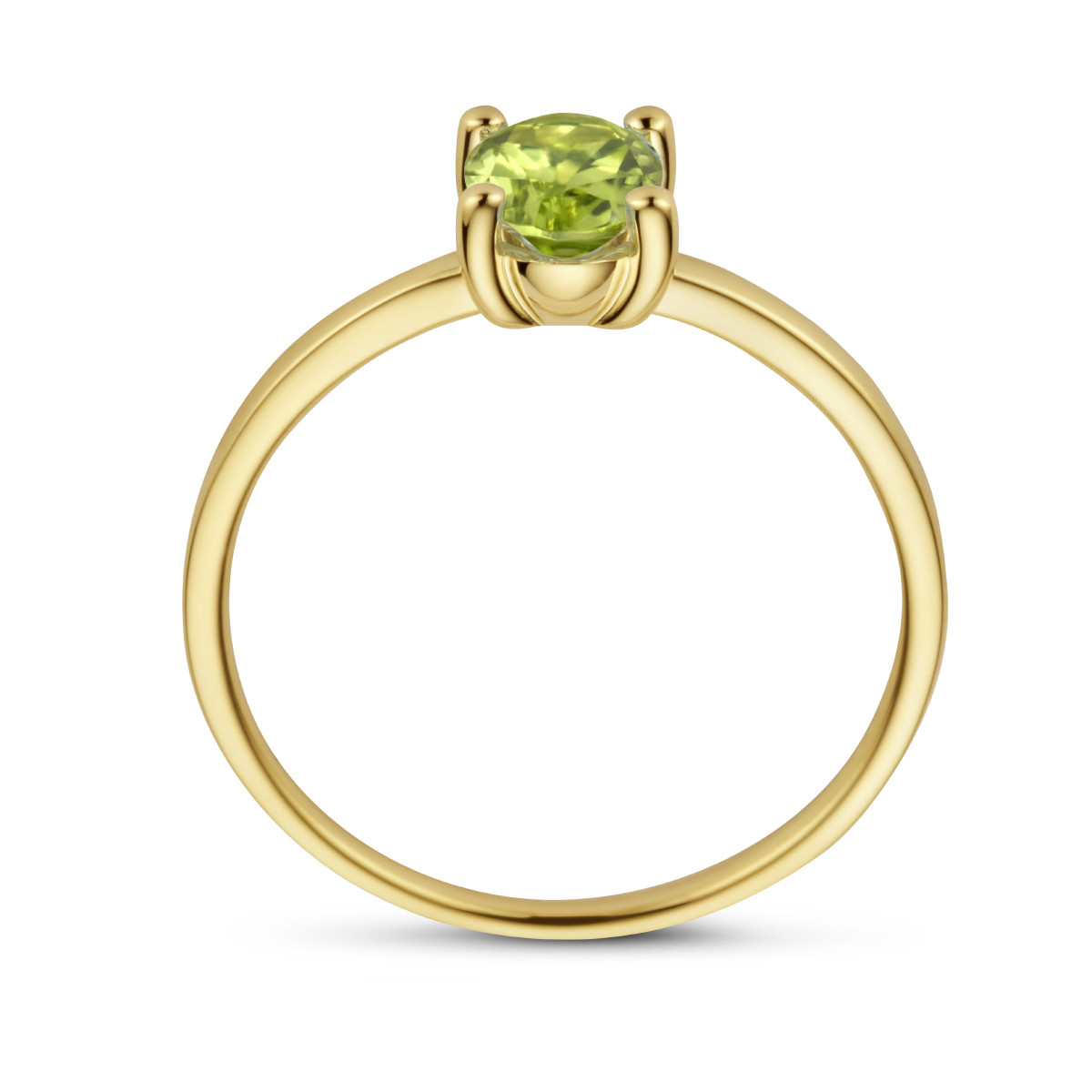 14-karaat solitair ring met ovale peridot 0.70 crt