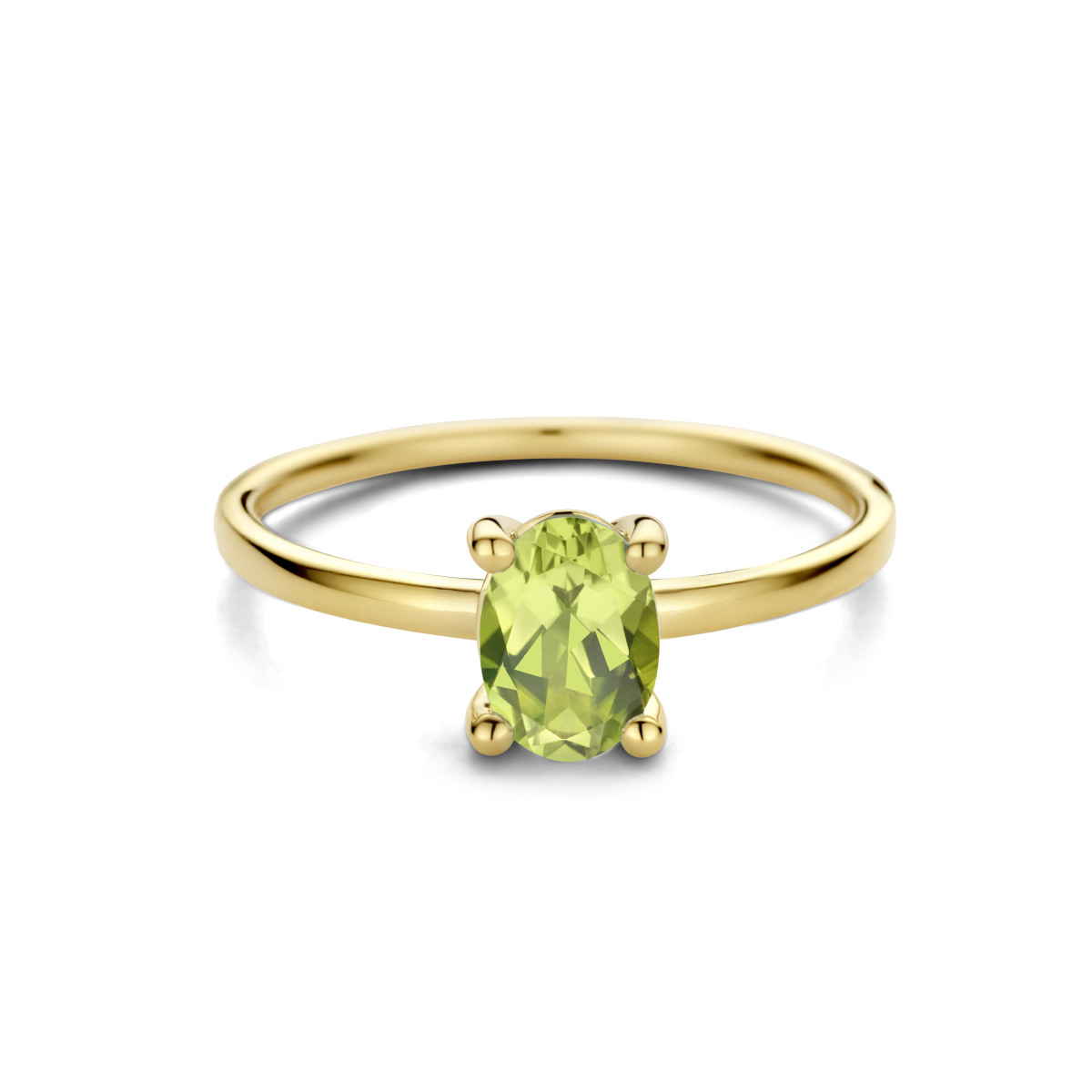14-karaat solitair ring met ovale peridot 0.70 crt