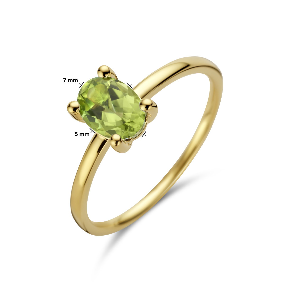 14-karaat solitair ring met ovale peridot 0.70 crt