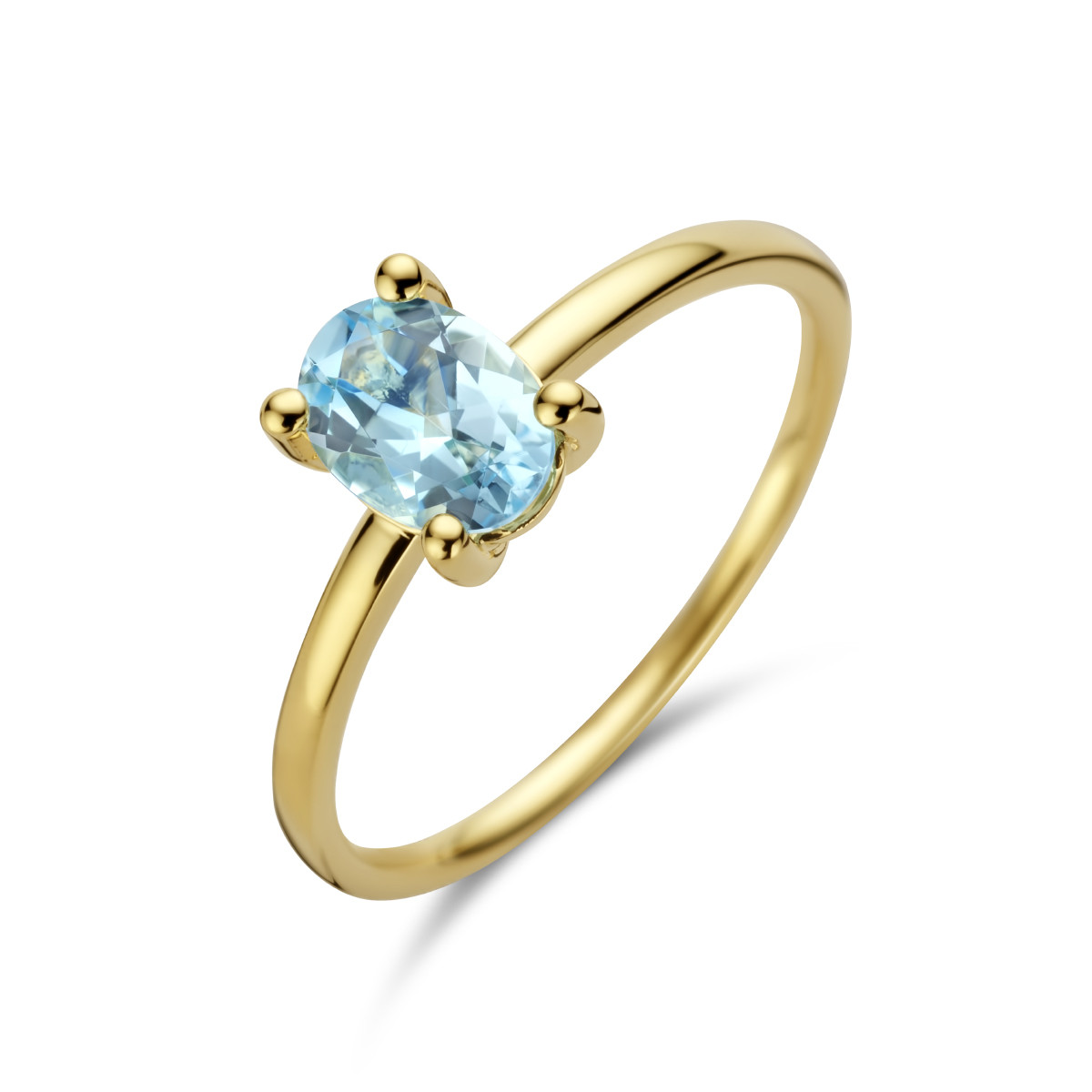 14-karaat solitair ring met ovale topaas 1.10 crt
