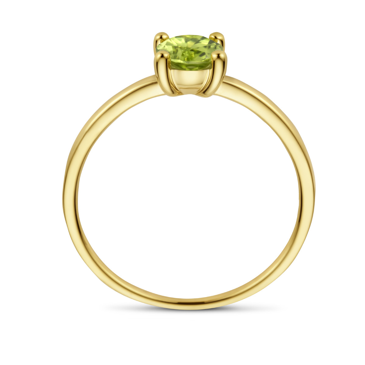 14-karaat solitair ring met peridot 0.55 crt
