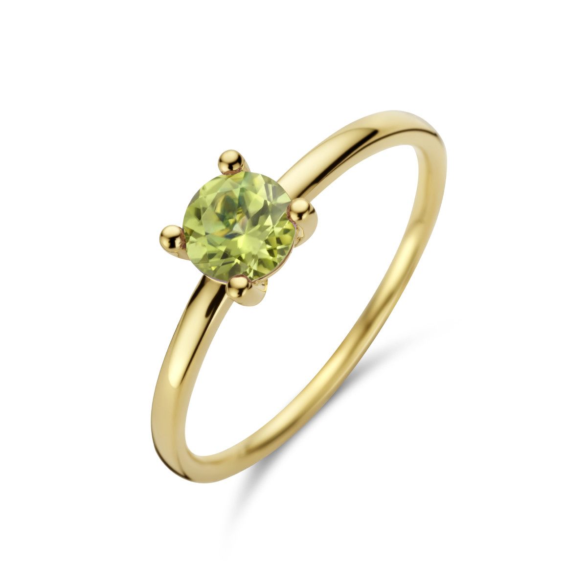 14-karaat solitair ring met peridot 0.55 crt