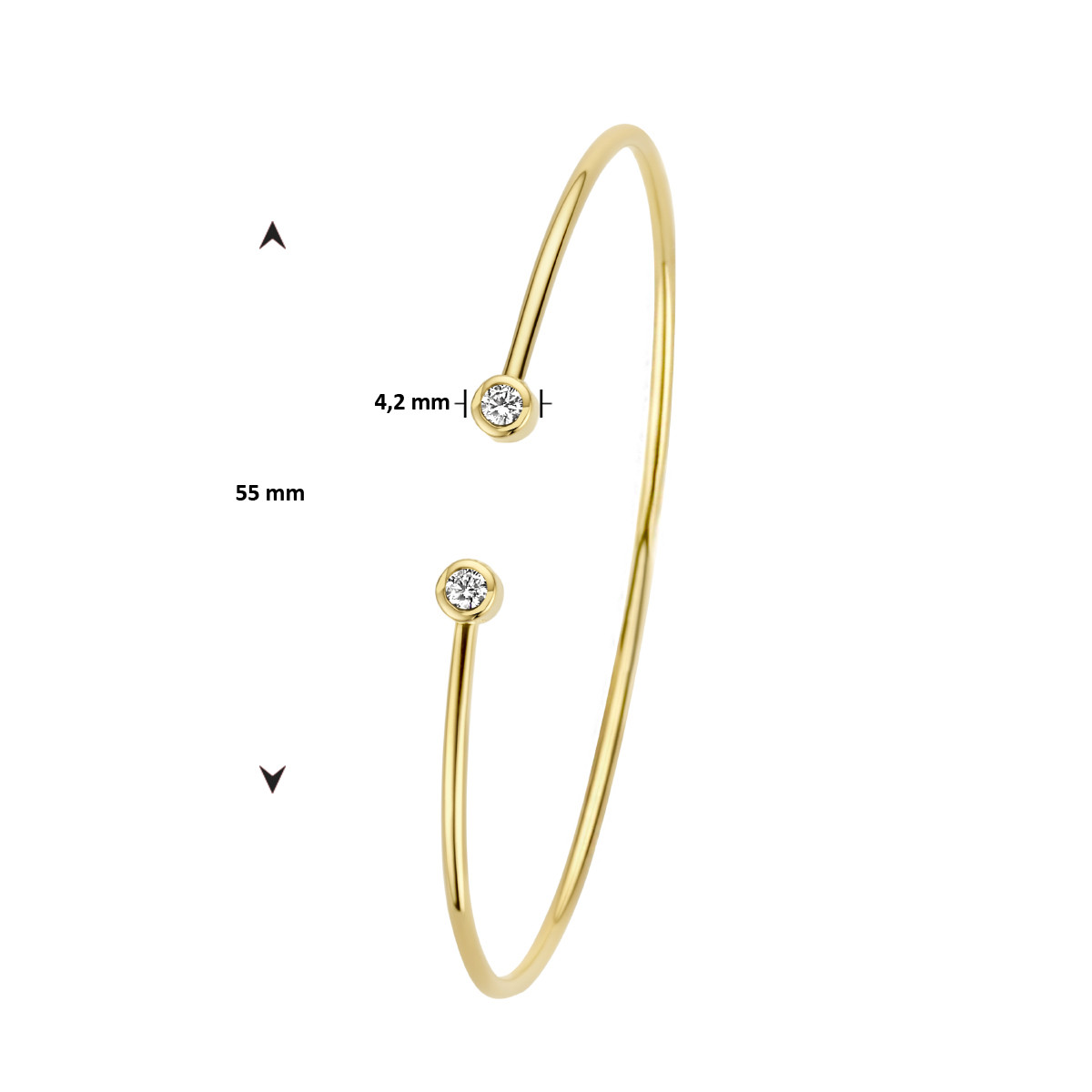 14-karaat spang klemarmband met diamanten 0.19 crt - Diameter 55 mm