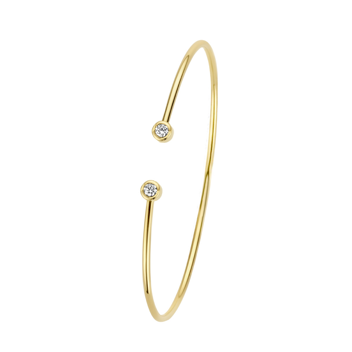 14-karaat spang klemarmband met diamanten 0.19 crt - Diameter 55 mm