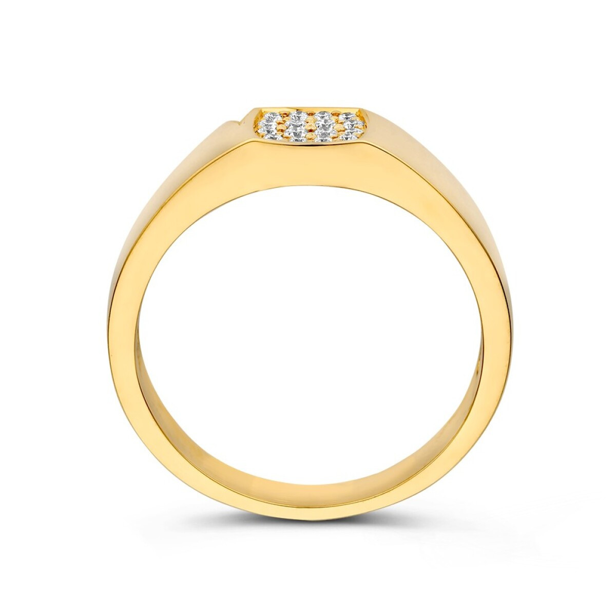 14-karaat vierkante gouden diamanten ring met transparante diamanten 0.12 crt 6.5 mm breed