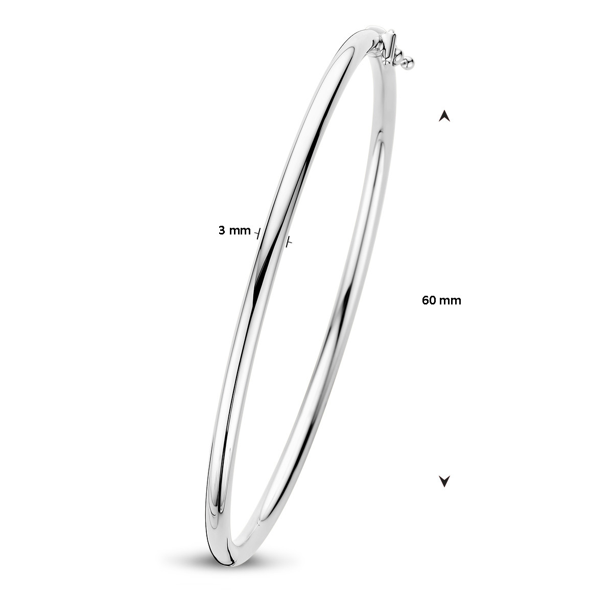 14-karaat witgouden bangle glanzend 3 mm breed - Diameter 60 mm