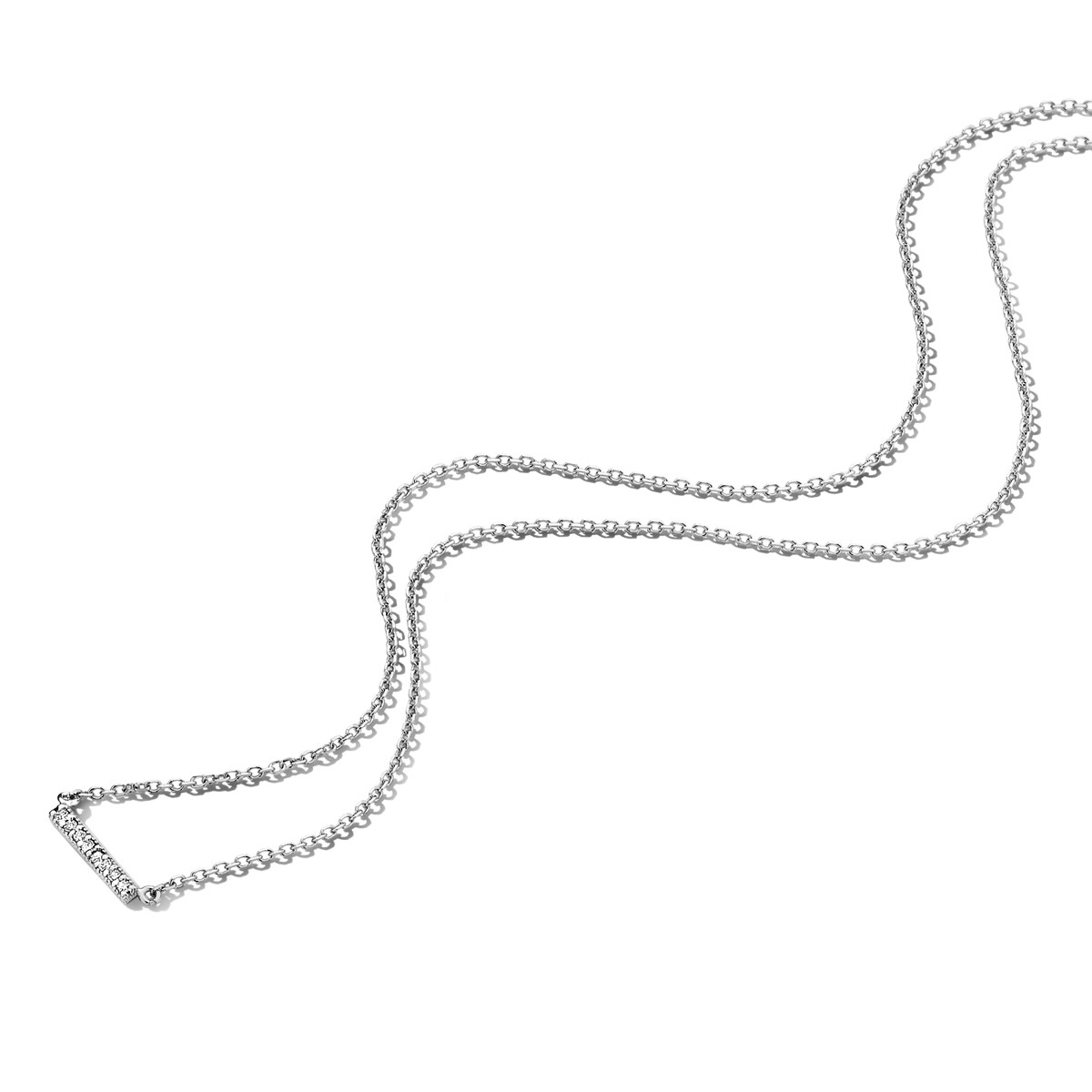 14-karaat witgouden barketting met diamanten 0.04 crt - Lengte 42-45 cm