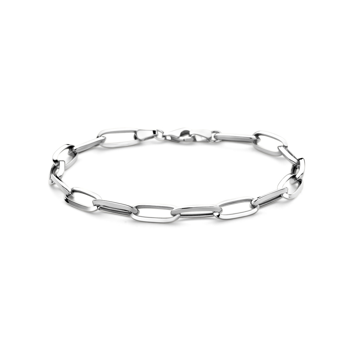 14-karaat witgouden damesarmband met paperclip schakels 5.8 mm breed - Lengte 19 cm