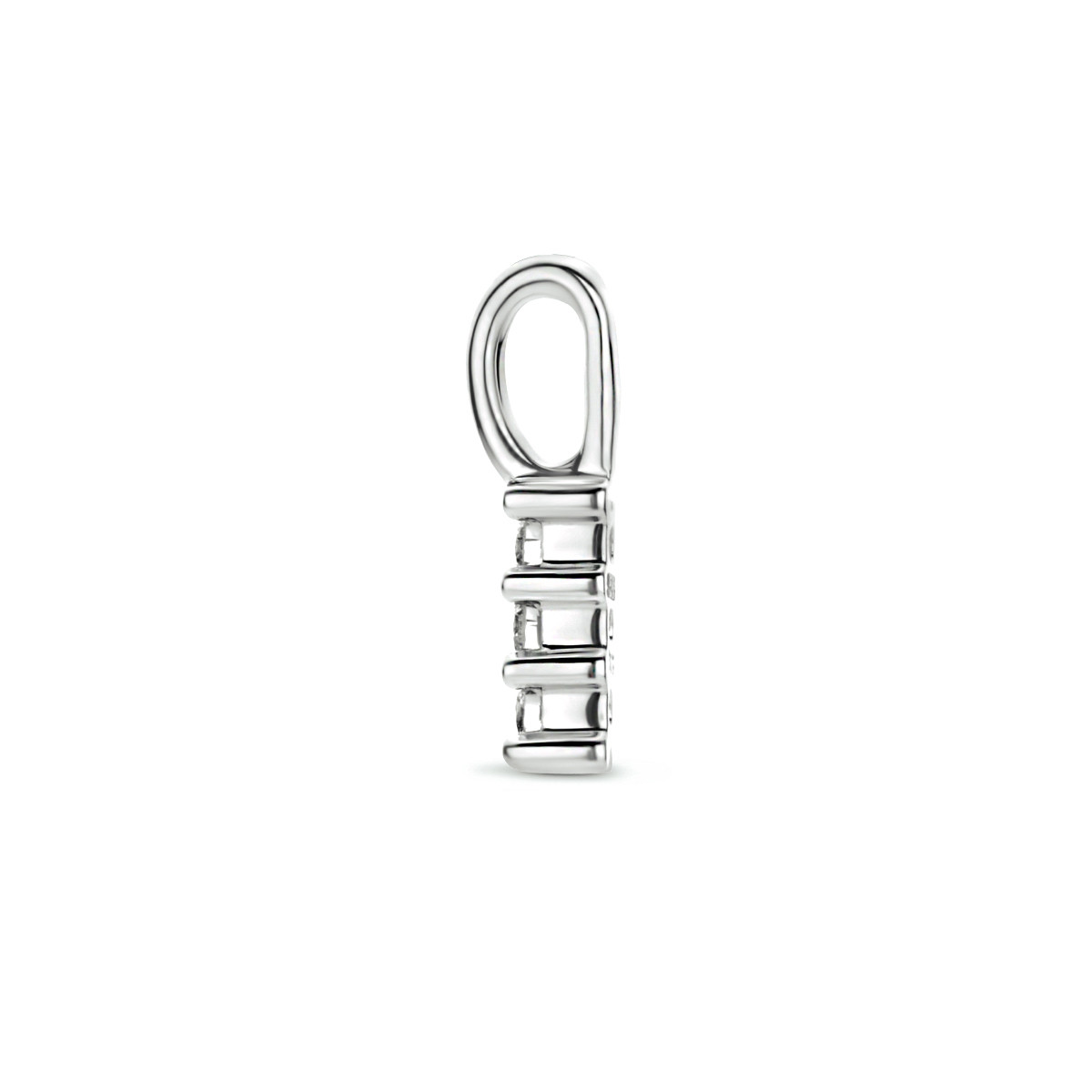 14-karaat witgouden hanger met 3 diamanten 0.05 crt 2 mm breed - Hoogte 11 mm