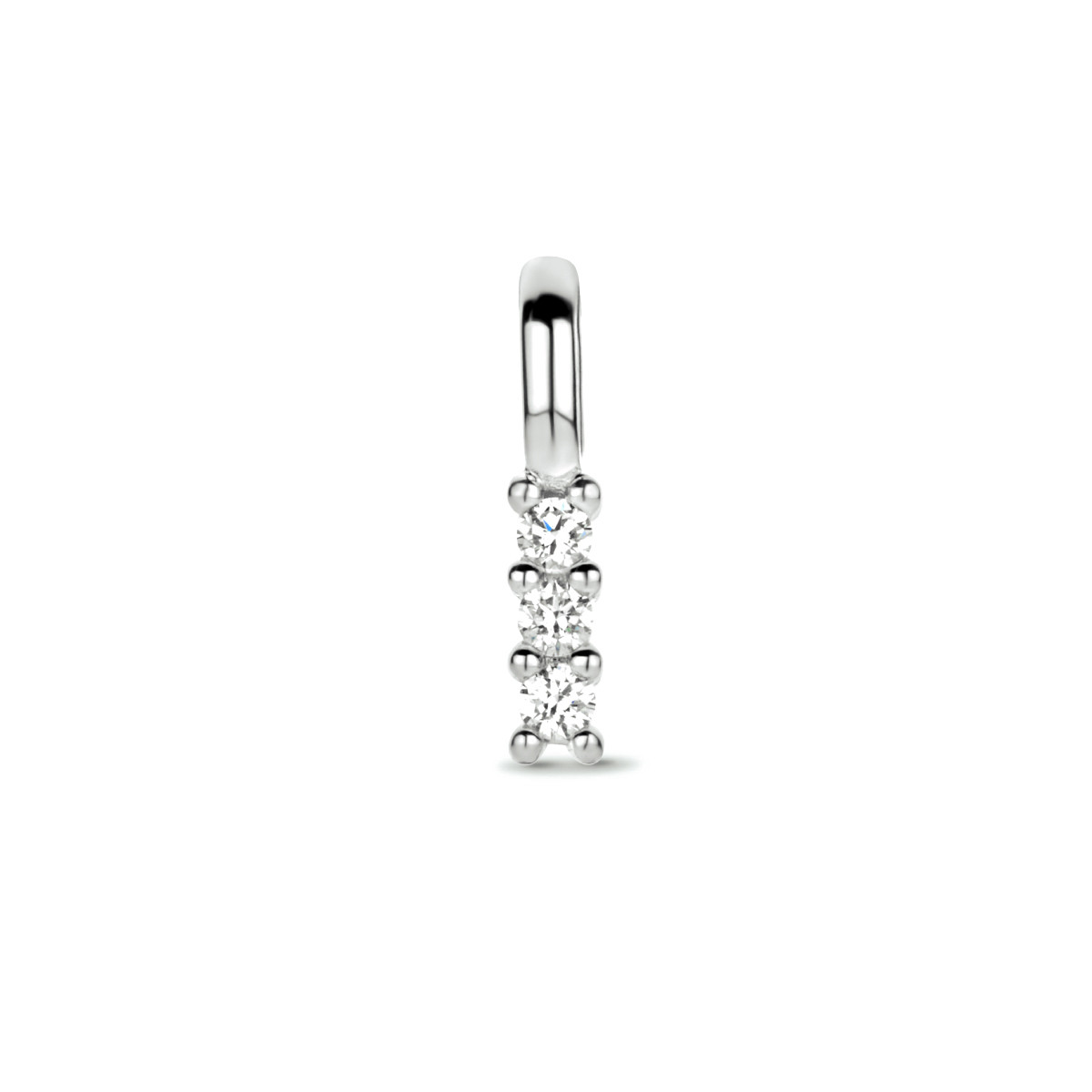 14-karaat witgouden hanger met 3 diamanten 0.05 crt 2 mm breed - Hoogte 11 mm