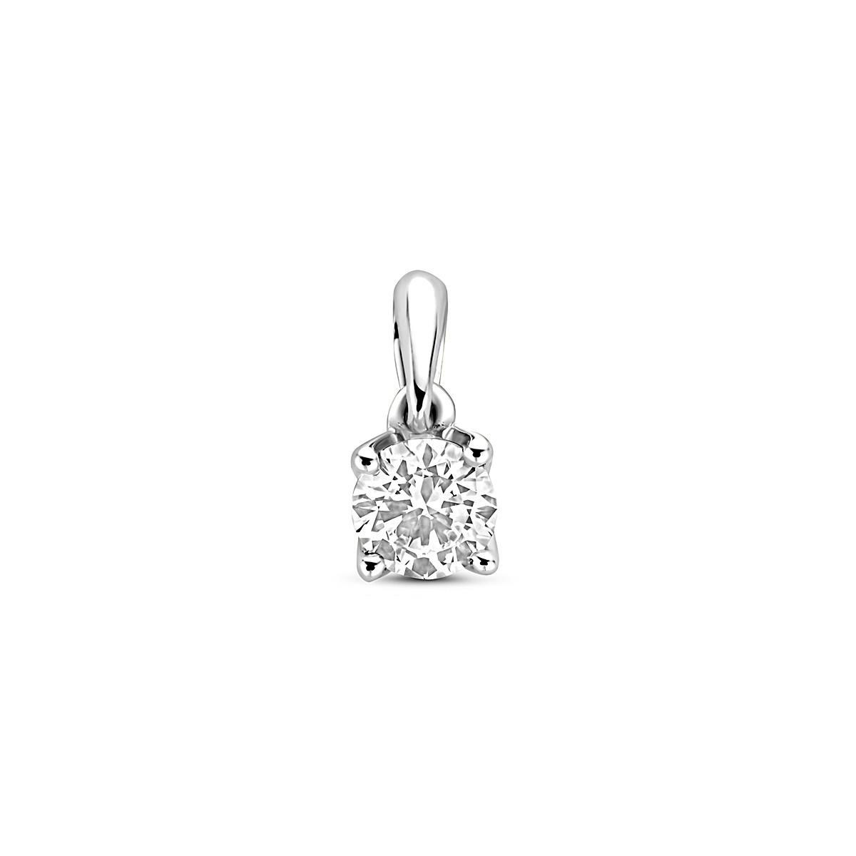14-karaat witgouden hanger met lab grown diamant 0.25 crt 4 mm breed - Hoogte 9.5 mm