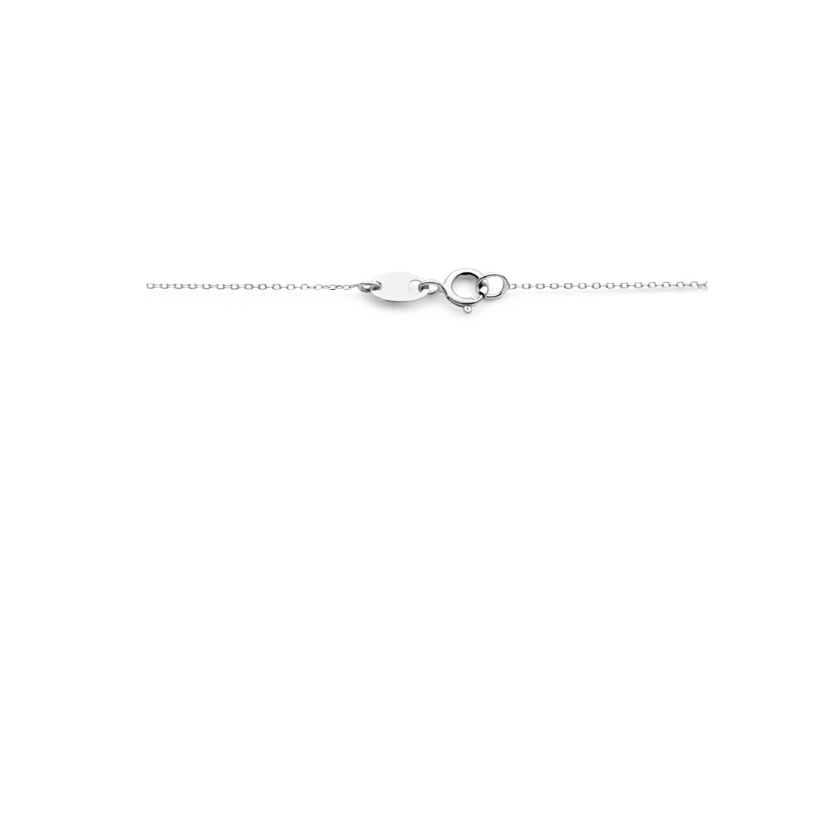 14-karaat witgouden ketting met saffier 0.64 crt en diamant - Lengte 40 cm
