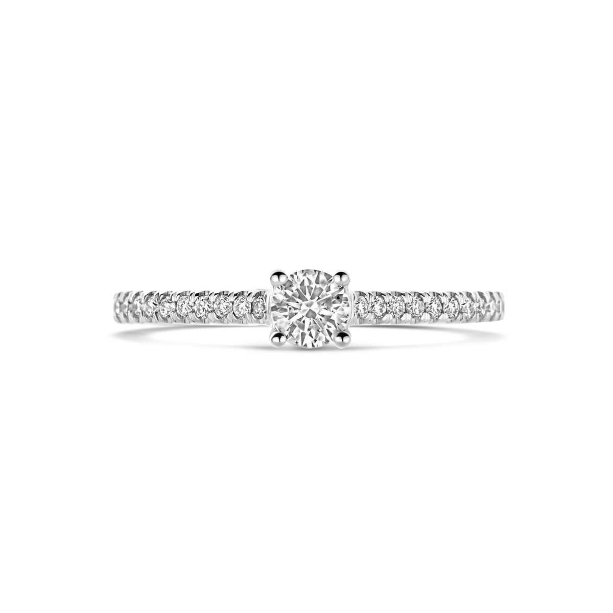 14-karaat witgouden ring met briljante lab grown diamanten 0.39 crt 4 mm breed