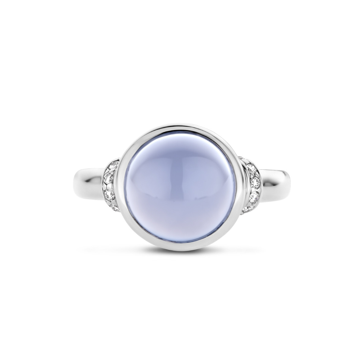 14-karaat witgouden ring met chalcedoon en diamanten 0.08 crt