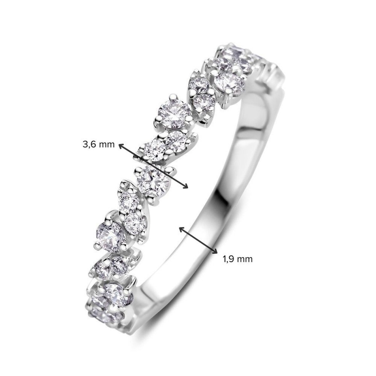 14-karaat witgouden ring met diamanten 0.58 crt 3.6 mm breed