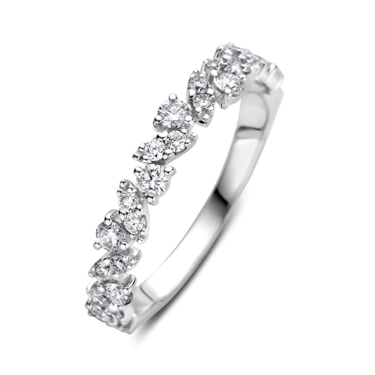 14-karaat witgouden ring met diamanten 0.58 crt 3.6 mm breed