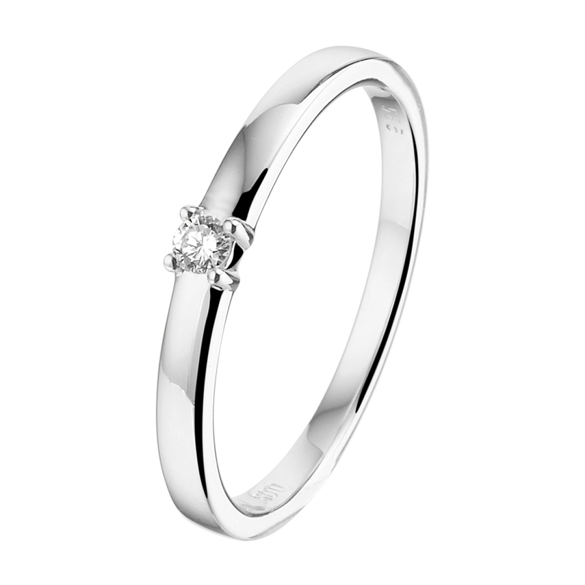 14-karaat witgouden ring met diamantje