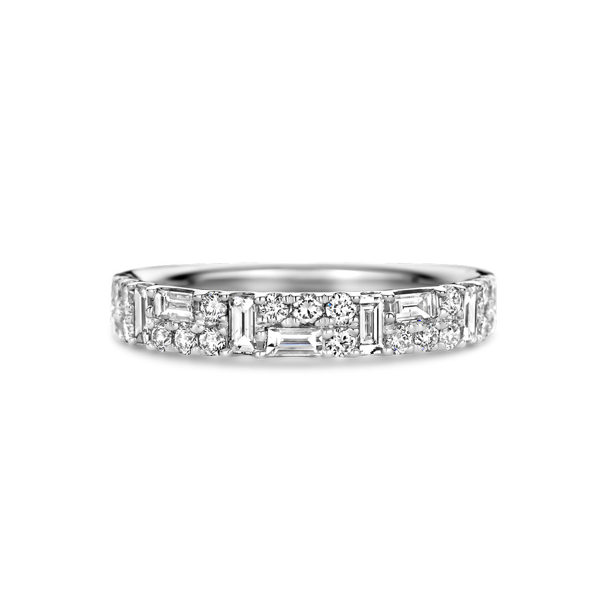 14-karaat witgouden ring met divers geslepen diamanten 0.59 crt