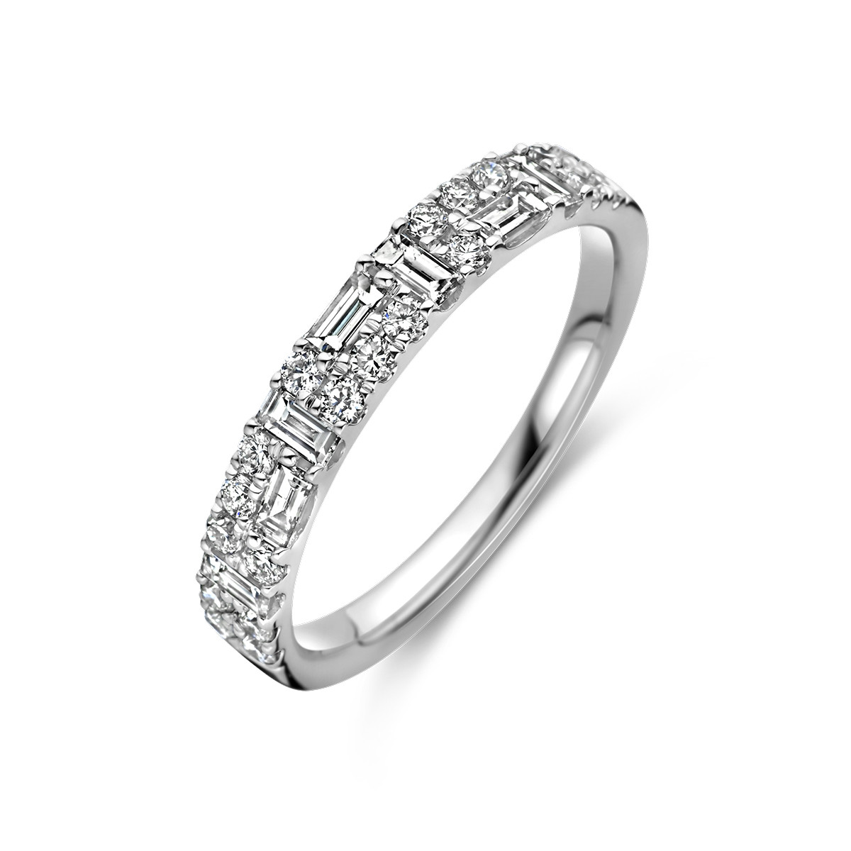 14-karaat witgouden ring met divers geslepen diamanten 0.59 crt