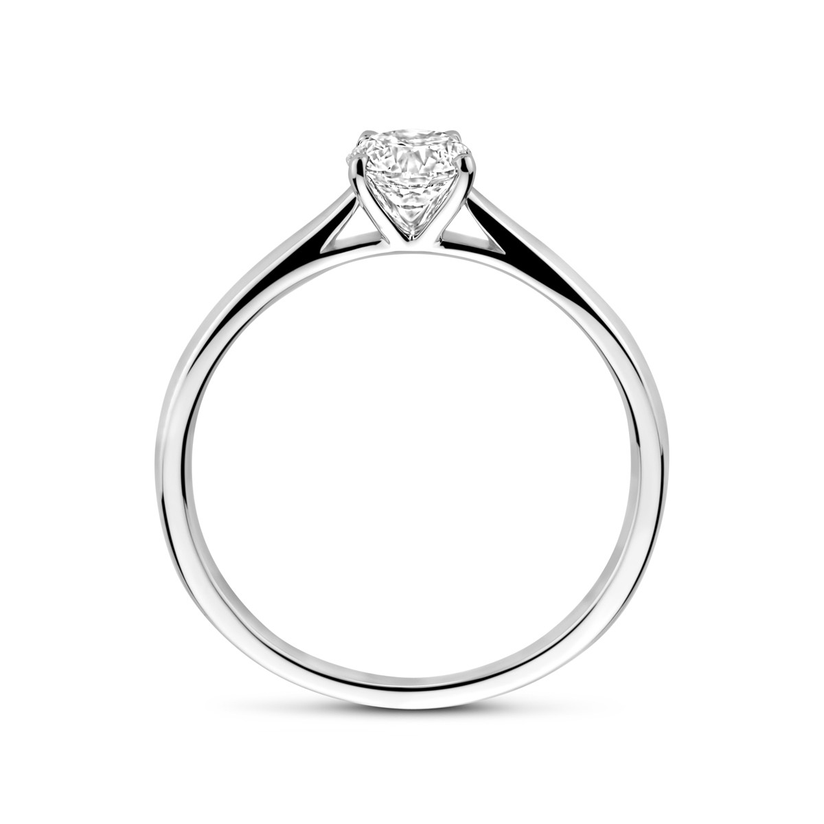 14-karaat witgouden ring met solitair lab grown diamant 0.50 crt 5 mm breed