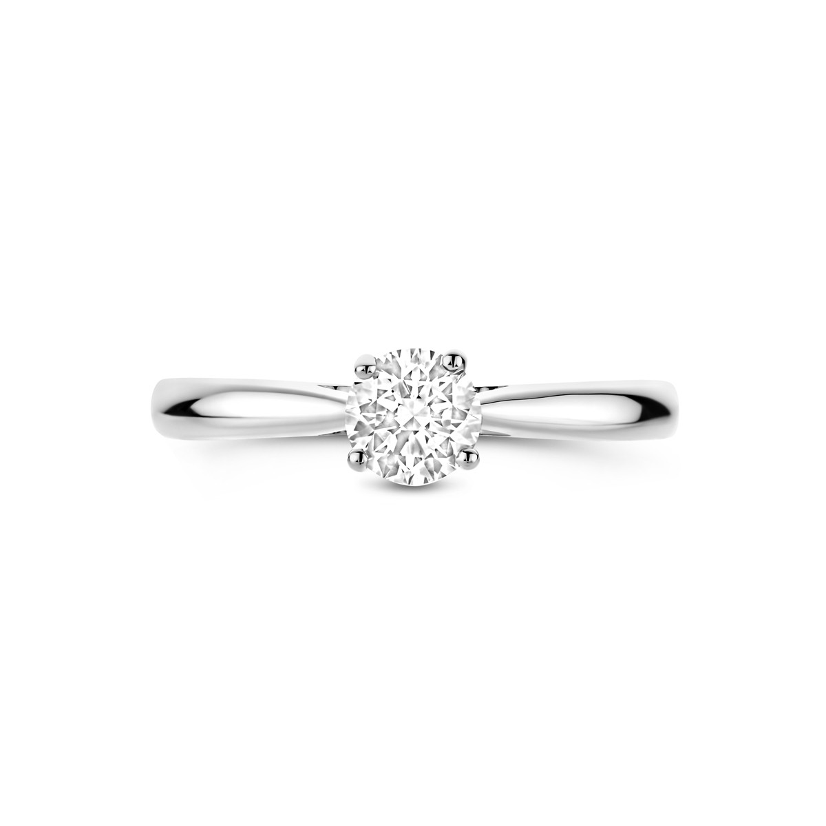 14-karaat witgouden ring met solitair lab grown diamant 0.50 crt 5 mm breed