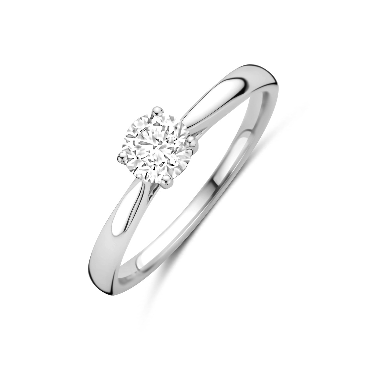 14-karaat witgouden ring met solitair lab grown diamant 0.50 crt 5 mm breed