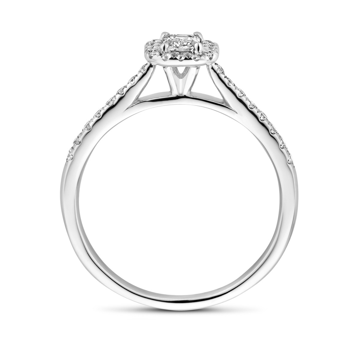 14-karaat witgouden ring rechthoekig met lab-grown diamanten 0.48 crt 7 mm breed