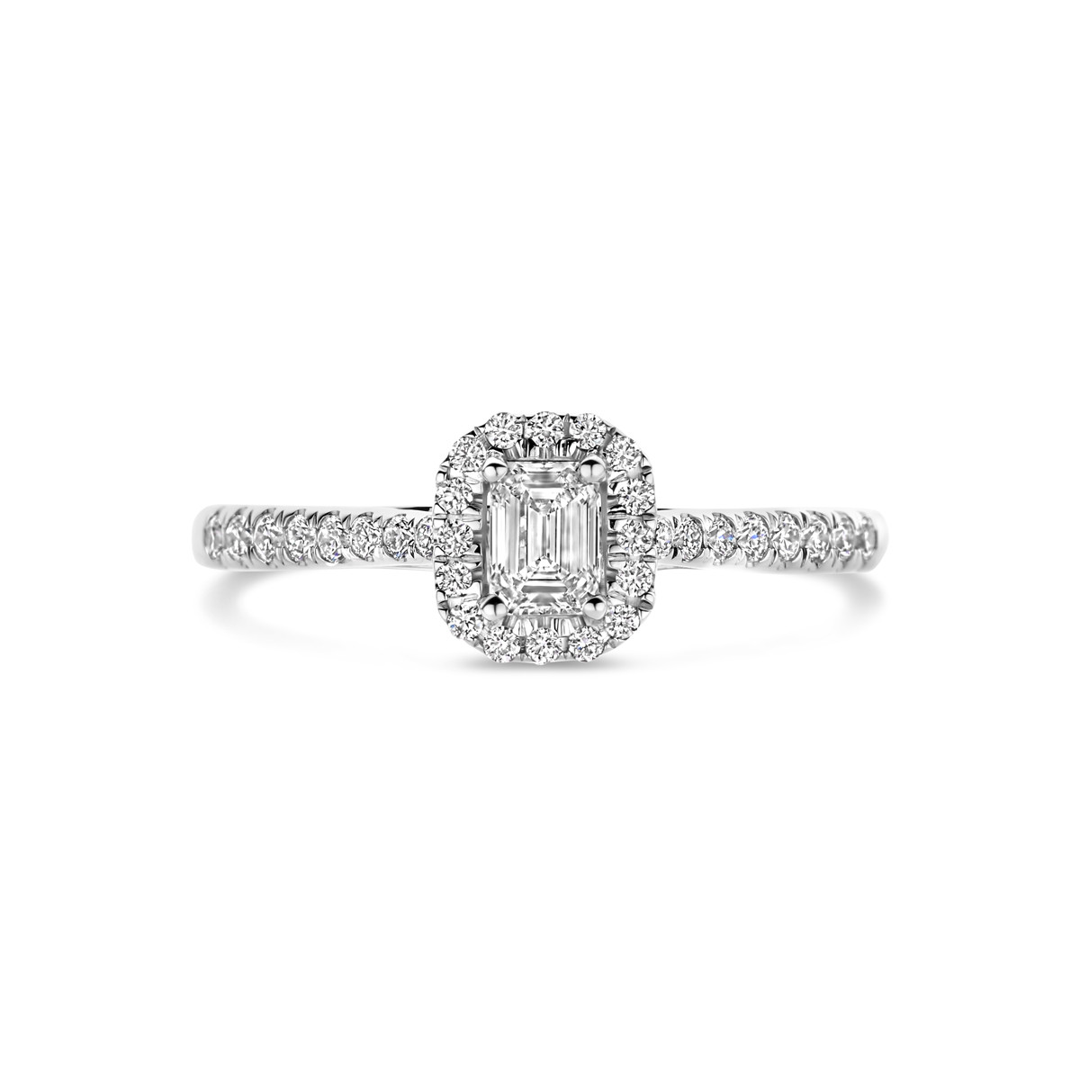 14-karaat witgouden ring rechthoekig met lab-grown diamanten 0.48 crt 7 mm breed