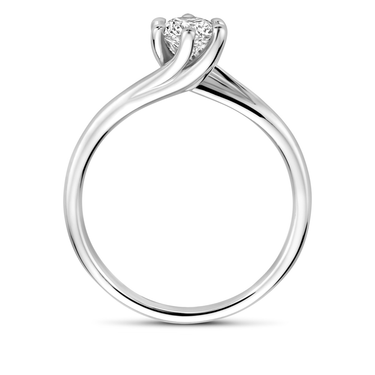 14-karaat witgouden ring solitair lab grown diamant rond 0.50 crt 6.5 mm breed