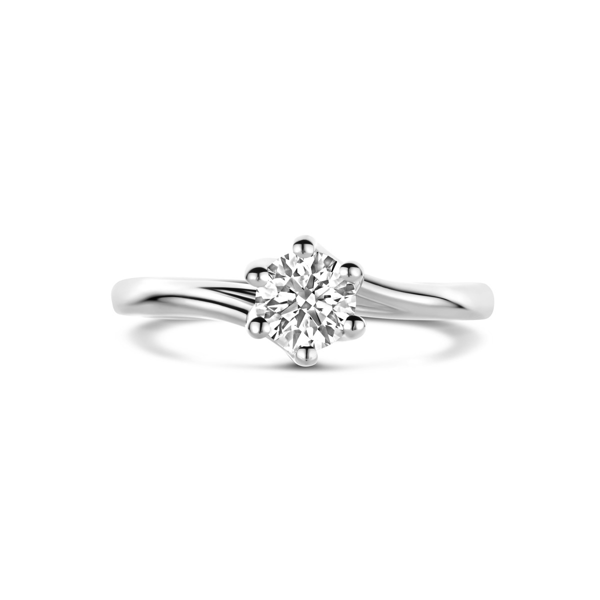 14-karaat witgouden ring solitair lab grown diamant rond 0.50 crt 6.5 mm breed