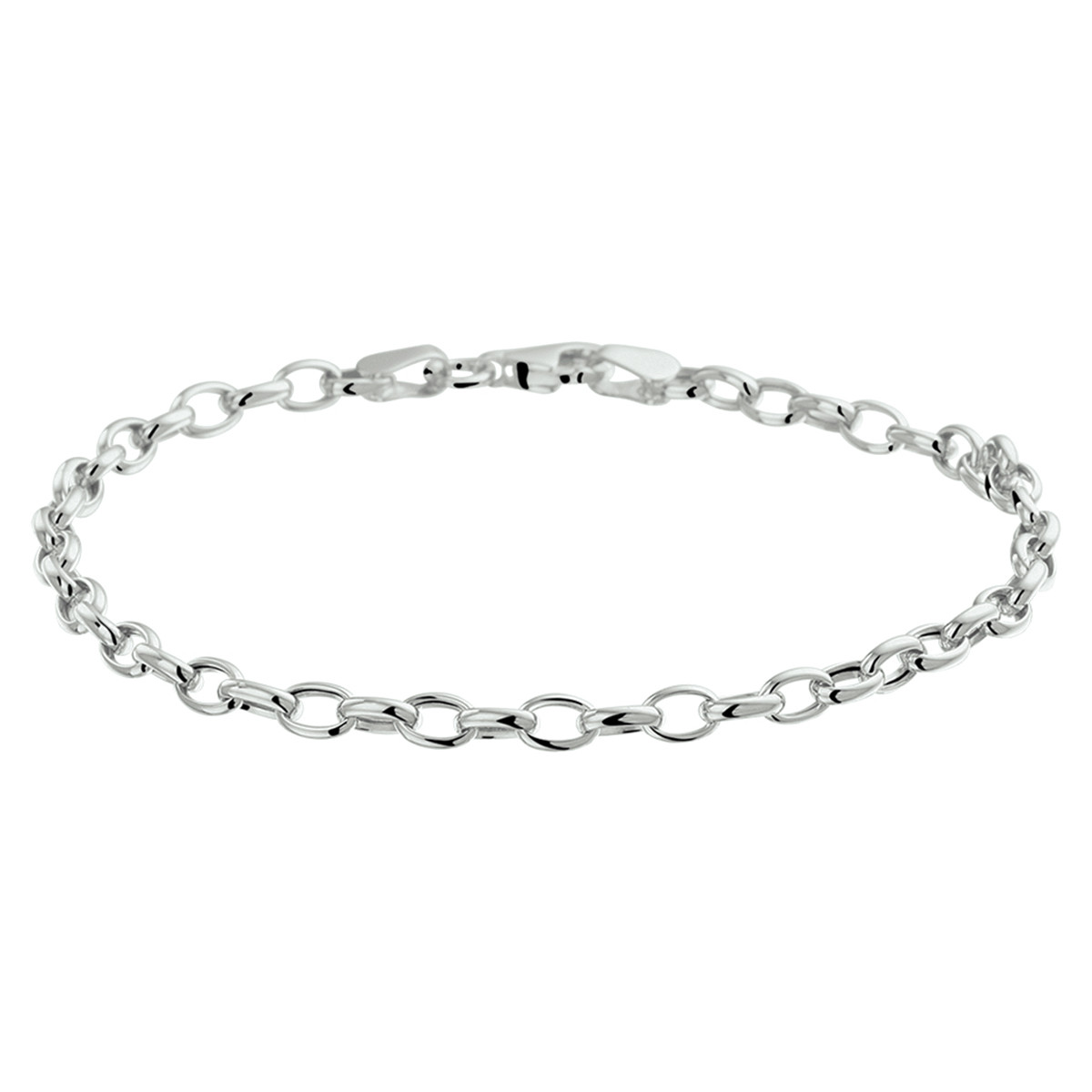 14-karaat witgouden schakelarmband met anker- en jasseronschakels 3.5 mm breed - Lengte 18.5 cm