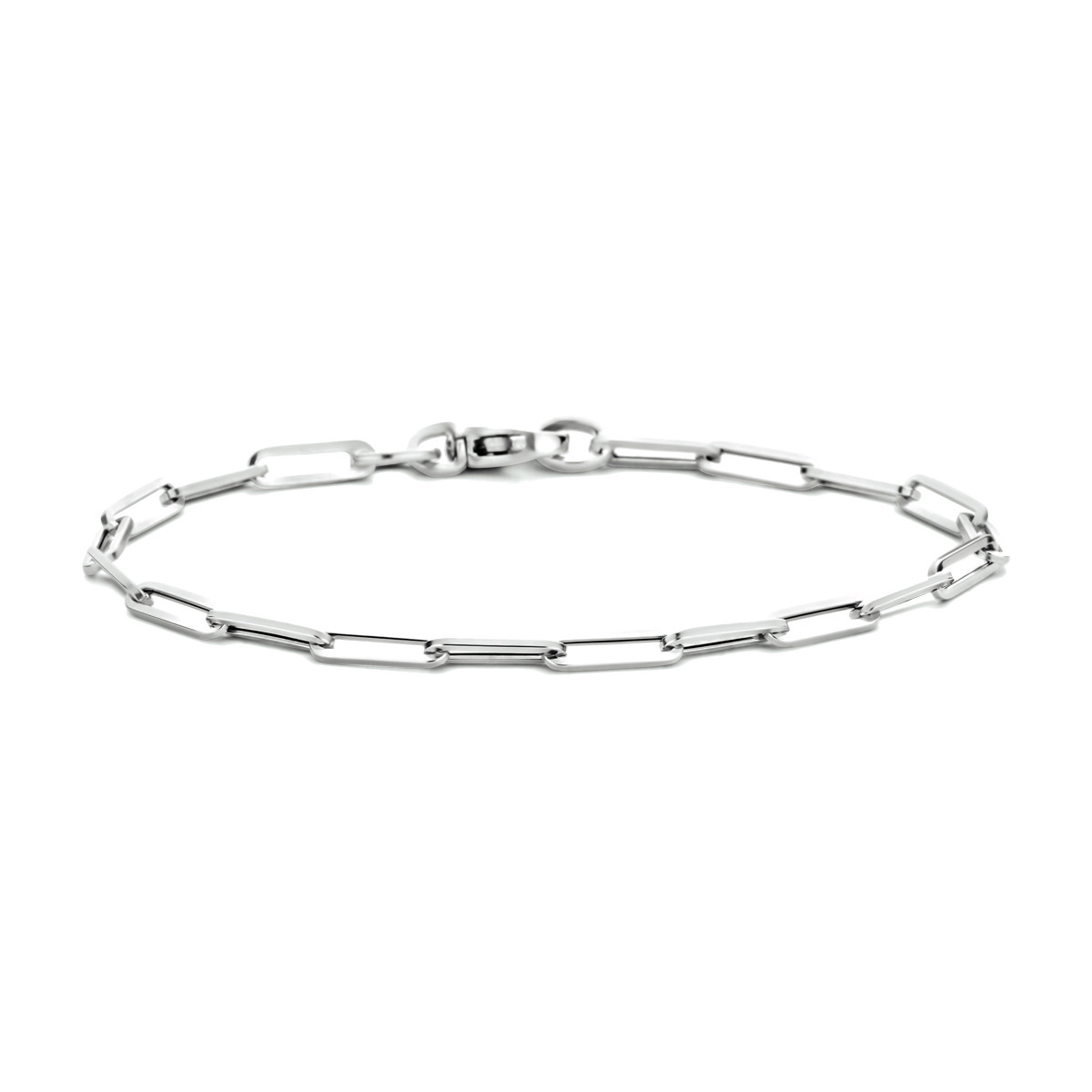 14-karaat witgouden schakelarmband met paperclipschakels 3 mm breed - Lengte 18 cm