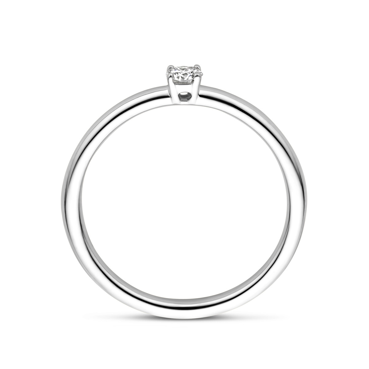 14-karaat witgouden solitair ring met briljant geslepen diamant 0.10 crt 3.5 mm breed