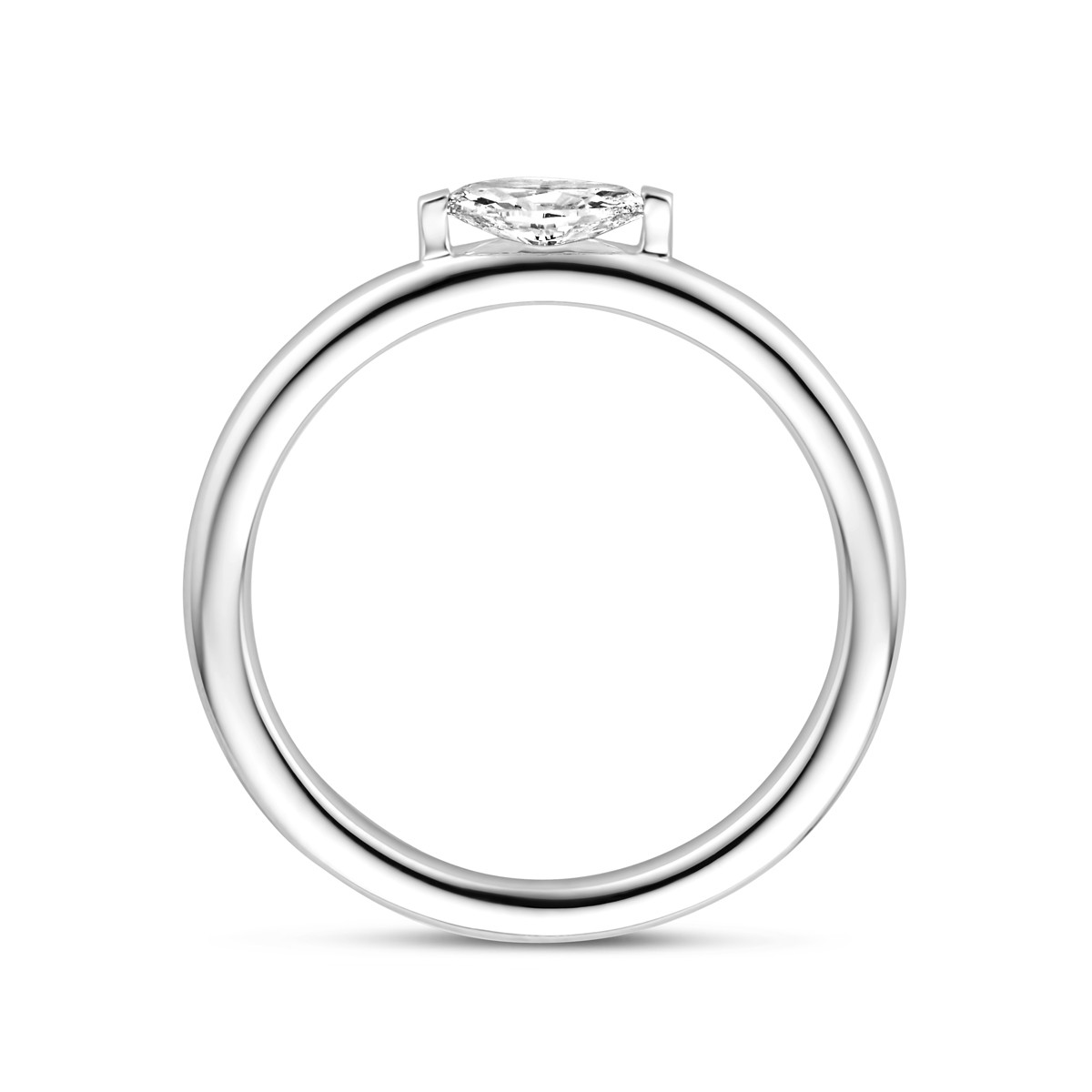 14-karaat witgouden solitair ring met diamant ovaal 3 mm breed