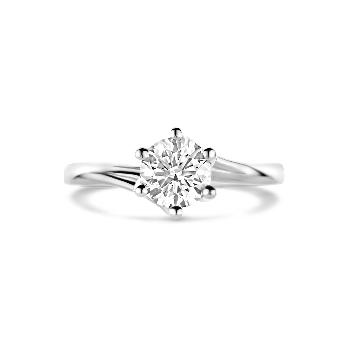 14-karaat witgouden solitair ring met lab diamant 1.00 crt 8 mm breed
