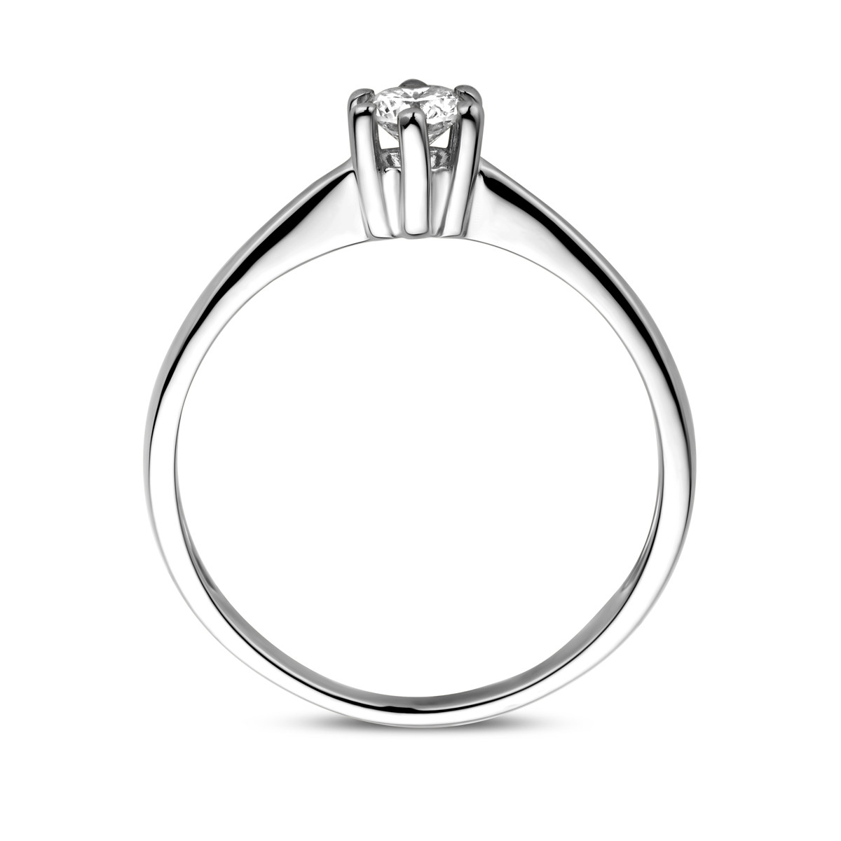 14-karaat witgouden solitaire ring met diamant 0.20 crt 5.2 mm