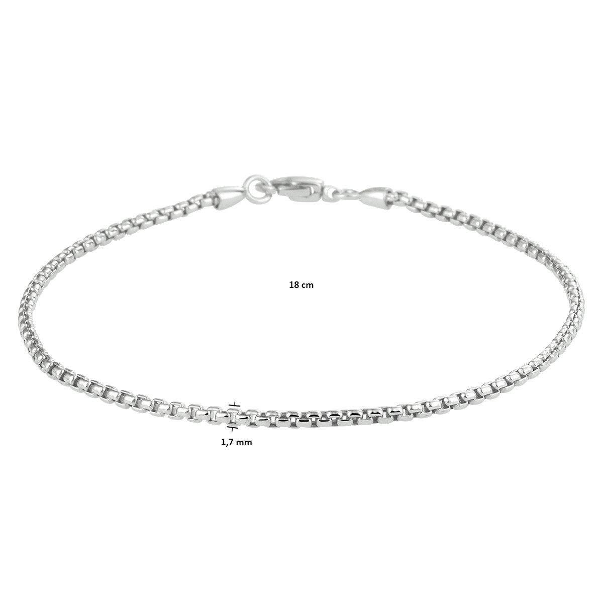 14-karaat witgouden Venetiaanse schakelarmband 1.7 mm breed - Lengte 18 cm